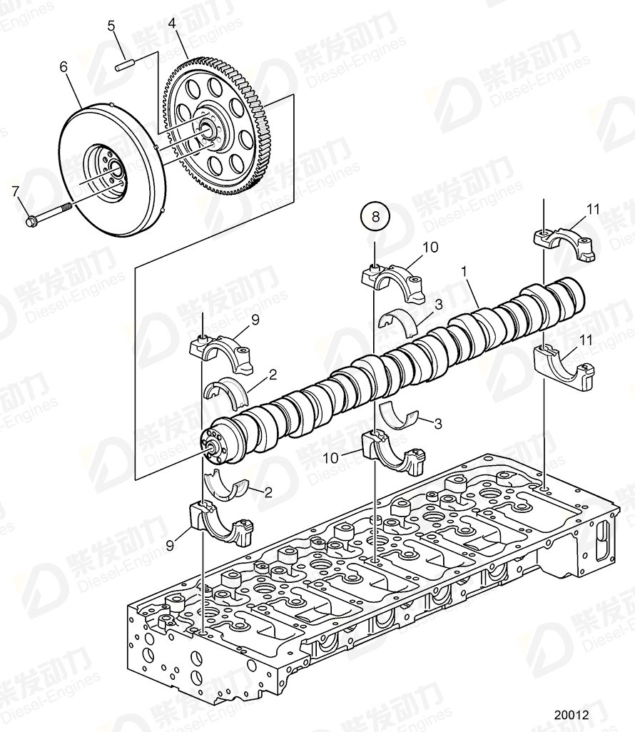 VOLVO Camshaft bearing kit 276633 Drawing